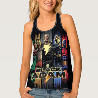 Black Adam Characters In Stripes Graphic Tank Top
