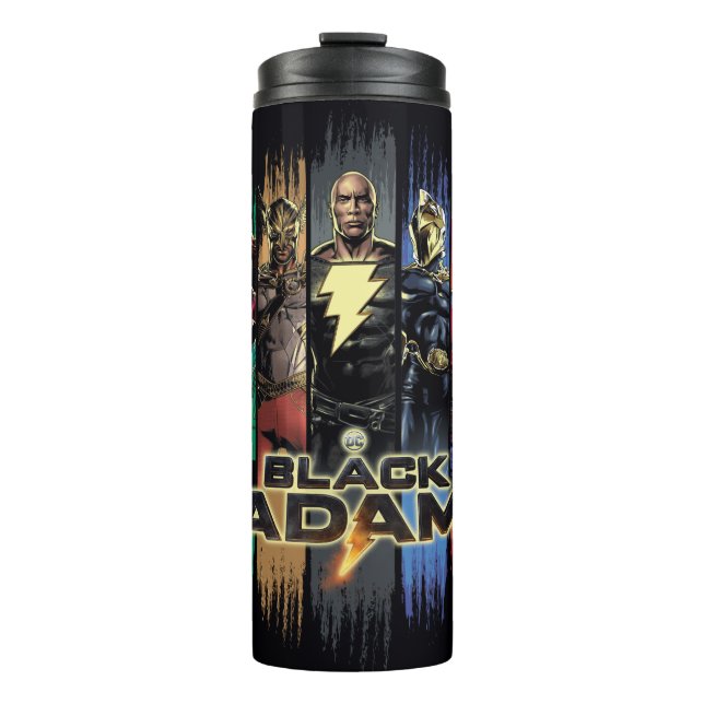 Black Adam Characters In Stripes Graphic Thermal Tumbler (Front)