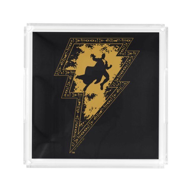 Black Adam Distressed Lightning Bolt Graphic Acrylic Tray (Front)