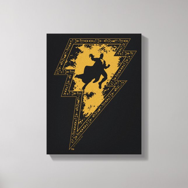 Black Adam Distressed Lightning Bolt Graphic Canvas Print (Front)
