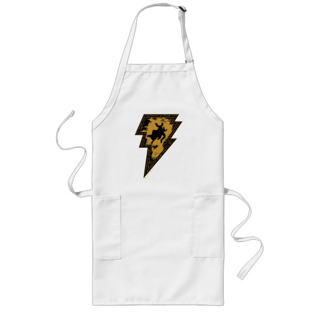 Black Adam Distressed Lightning Bolt Graphic Long Apron (Front)