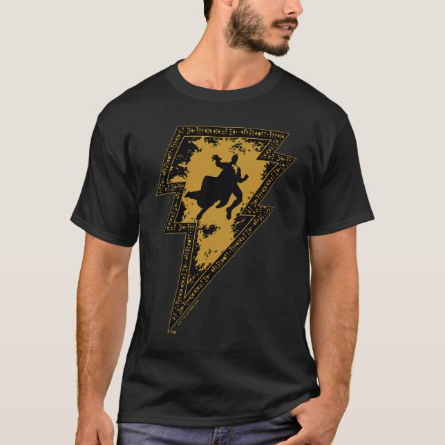 Black Adam Distressed Lightning Bolt Graphic T-Shirt (Front)
