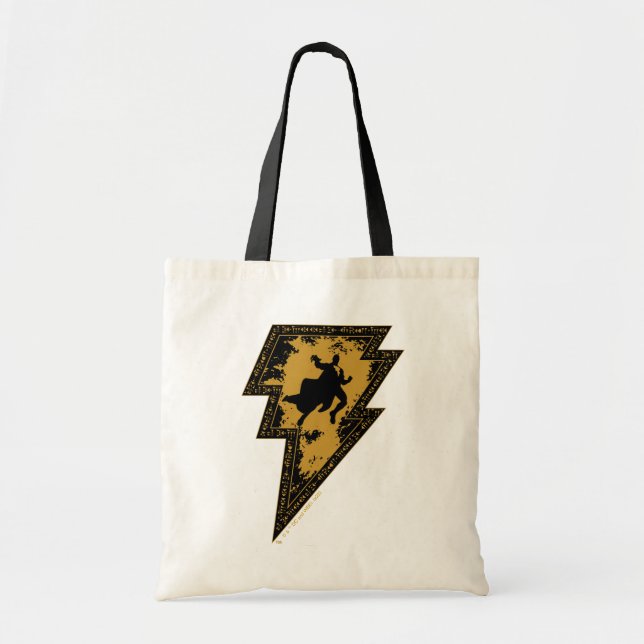 Black Adam Distressed Lightning Bolt Graphic Tote Bag (Front)