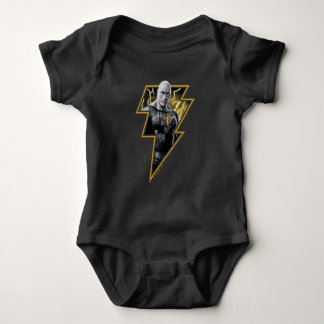 Black Adam Gray and Gold Lightning Graphic Baby Bodysuit