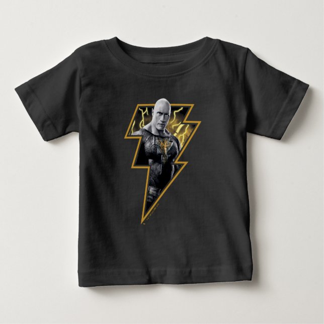 Black Adam Gray and Gold Lightning Graphic Baby T-Shirt (Front)