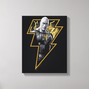 Black Adam Gray and Gold Lightning Graphic Canvas Print