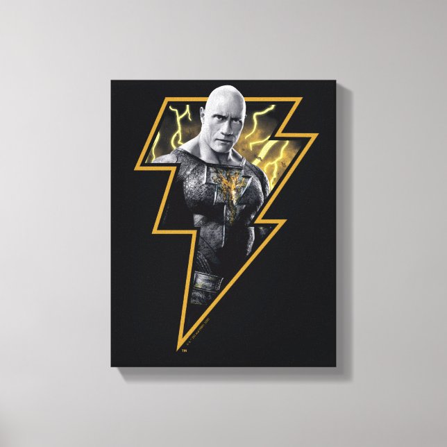 Black Adam Gray and Gold Lightning Graphic Canvas Print (Front)