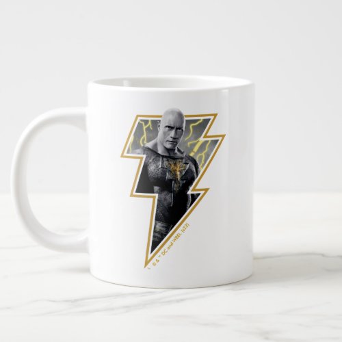 Black Adam Gray and Gold Lightning Graphic Giant Coffee Mug