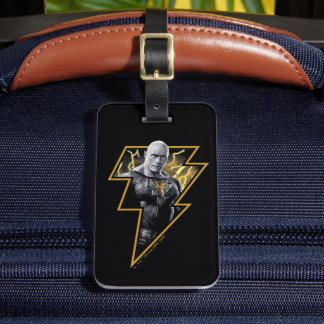 Black Adam Gray and Gold Lightning Graphic Luggage Tag