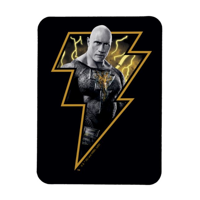 Black Adam Gray and Gold Lightning Graphic Magnet (Vertical)