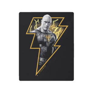 Black Adam Gray and Gold Lightning Graphic Metal Print