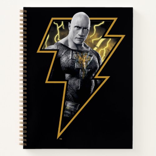 Black Adam Gray and Gold Lightning Graphic Notebook