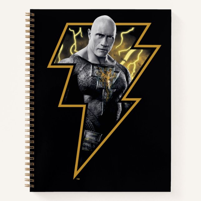 Black Adam Gray and Gold Lightning Graphic Notebook (Front)