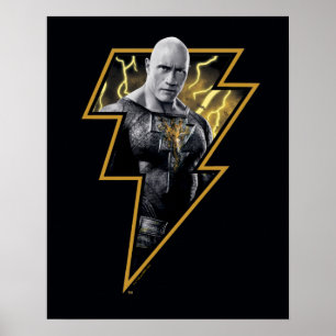 Black Adam Gray and Gold Lightning Graphic Poster
