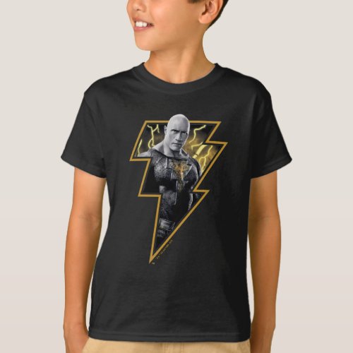 Black Adam Gray and Gold Lightning Graphic T_Shirt