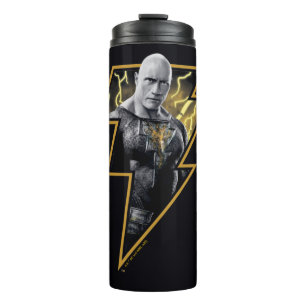 Black Adam Gray and Gold Lightning Graphic Thermal Tumbler
