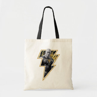 Black Adam Gray and Gold Lightning Graphic Tote Bag