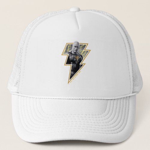 Black Adam Gray and Gold Lightning Graphic Trucker Hat