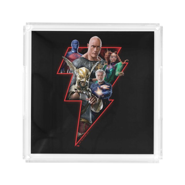 Black Adam Group Lightning Graphic Acrylic Tray (Front)