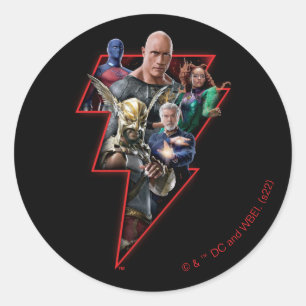 Black Adam Group Lightning Graphic Classic Round Sticker