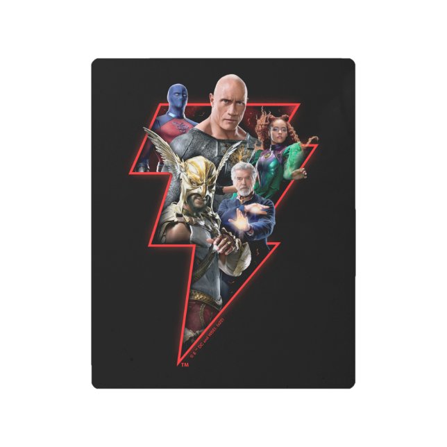 Black Adam Group Lightning Graphic Metal Print (Front)