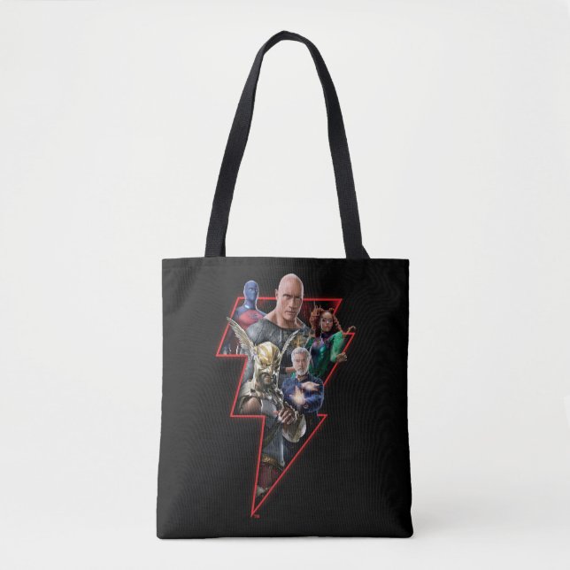 Black Adam Group Lightning Graphic Tote Bag (Front)