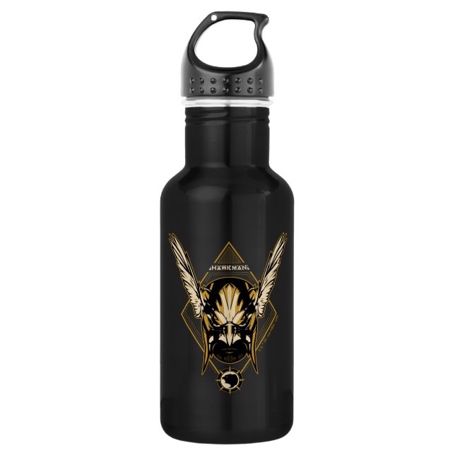 Black Adam | Hawkman Helmet Graphic Stainless Steel Water Bottle (Front)