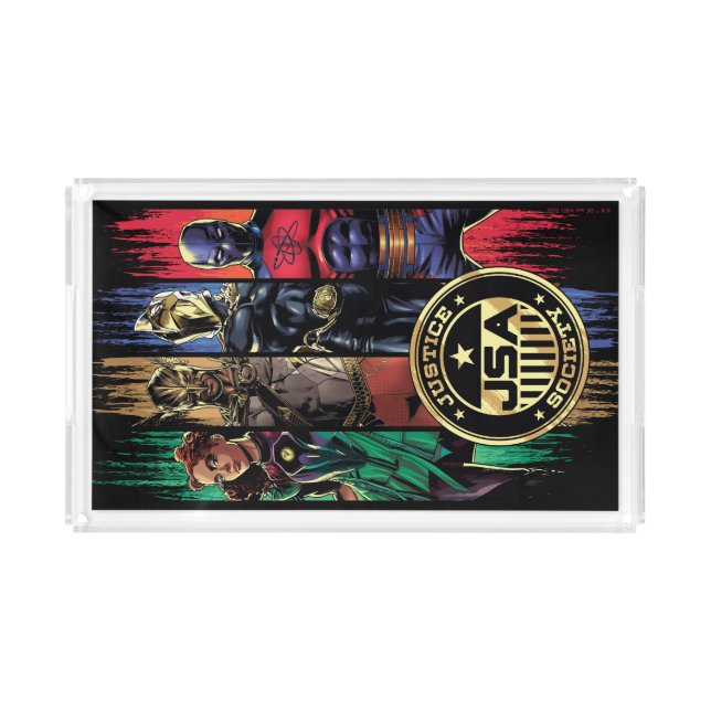 Black Adam Justice Society Heroes In Stripes Acrylic Tray (Front)