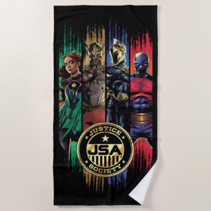 Black Adam Justice Society Heroes In Stripes Beach Towel