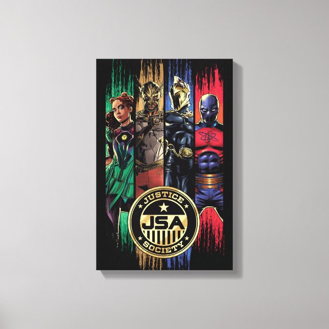 Black Adam Justice Society Heroes In Stripes Canvas Print (Front)