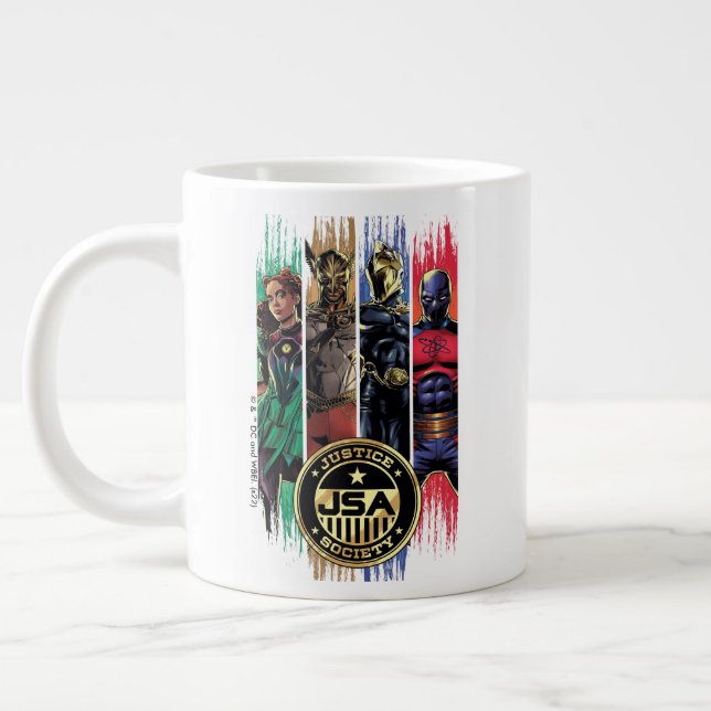 Black Adam Justice Society Heroes In Stripes Giant Coffee Mug (Left)