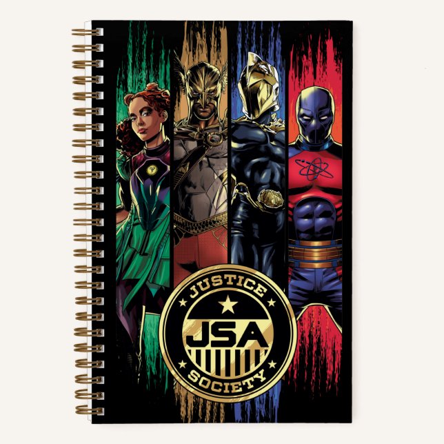 Black Adam Justice Society Heroes In Stripes Notebook (Front)