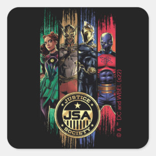 Black Adam Justice Society Heroes In Stripes Square Sticker