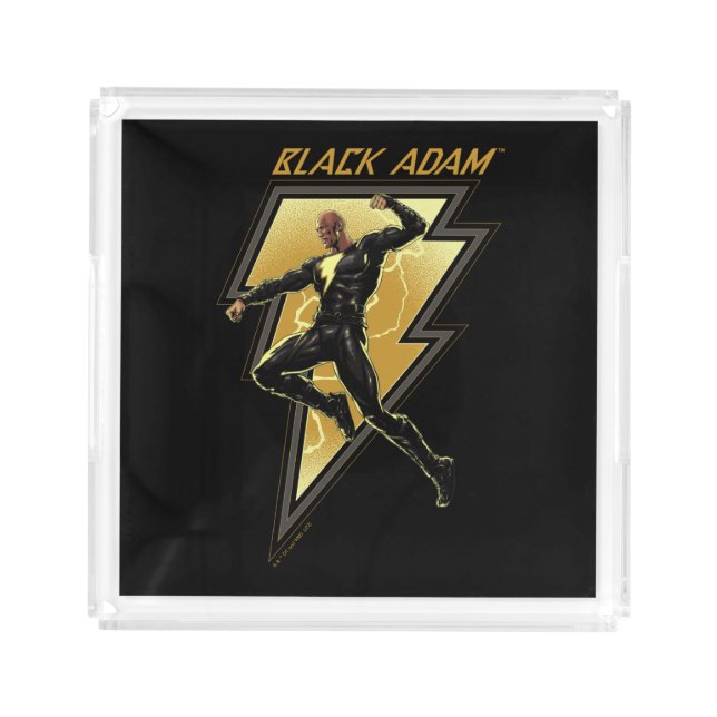 Black Adam Lightning Bolt Character Illustration Acrylic Tray (Front)