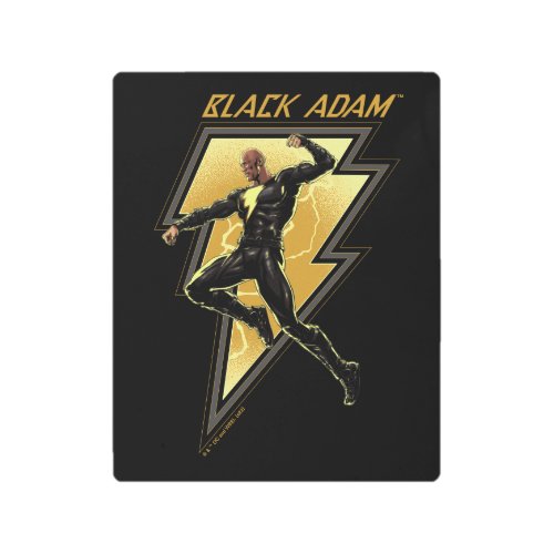 Black Adam Lightning Bolt Character Illustration Metal Print