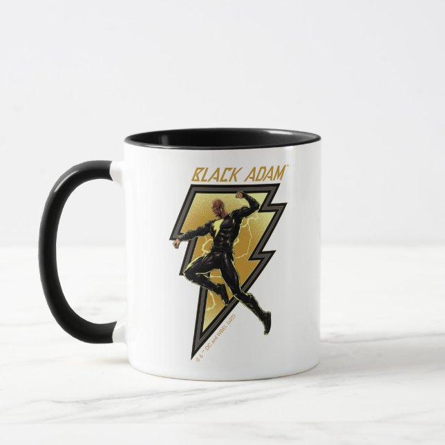 Black Adam Lightning Bolt Character Illustration Mug (Left)