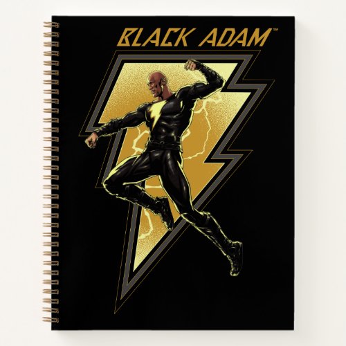Black Adam Lightning Bolt Character Illustration Notebook