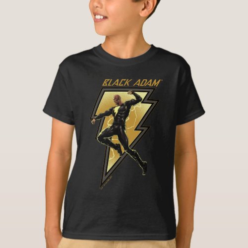 Black Adam Lightning Bolt Character Illustration T_Shirt
