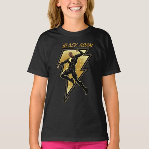 Black Adam Lightning Bolt Character Illustration T_Shirt