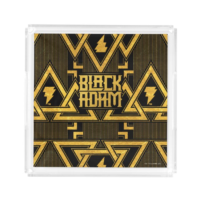 Black Adam Lightning Bolt Triangular Pattern Acrylic Tray (Front)