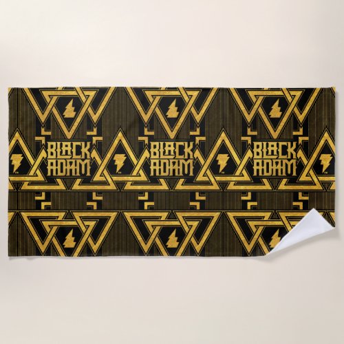 Black Adam Lightning Bolt Triangular Pattern Beach Towel