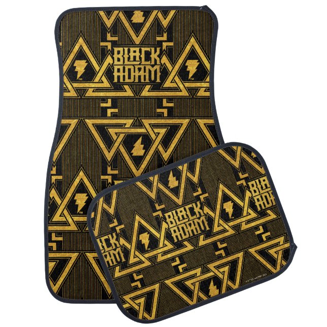 Black Adam Lightning Bolt Triangular Pattern Car Floor Mat (Set)