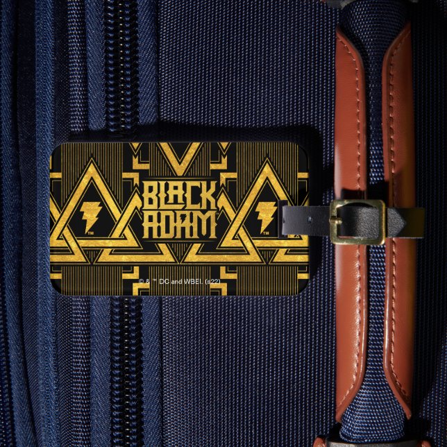 Black Adam Lightning Bolt Triangular Pattern Luggage Tag (Front Insitu 4)