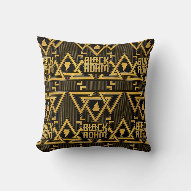 Black Adam Lightning Bolt Triangular Pattern Throw Pillow (Front)