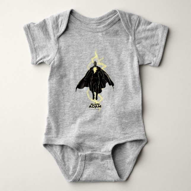 Black Adam Lightning Silhouette Graphic Baby Bodysuit (Front)