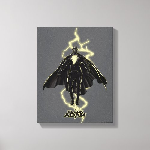 Black Adam Lightning Silhouette Graphic Canvas Print