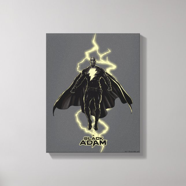 Black Adam Lightning Silhouette Graphic Canvas Print (Front)