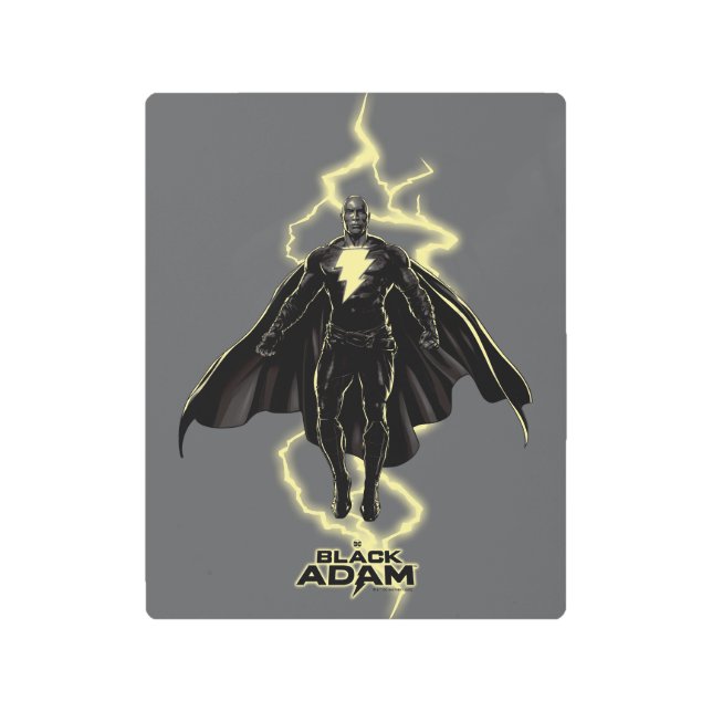 Black Adam Lightning Silhouette Graphic Metal Print (Front)