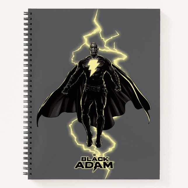 Black Adam Lightning Silhouette Graphic Notebook (Front)