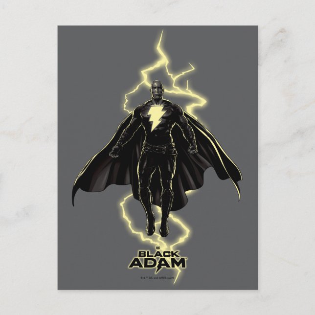 Black Adam Lightning Silhouette Graphic Postcard (Front)
